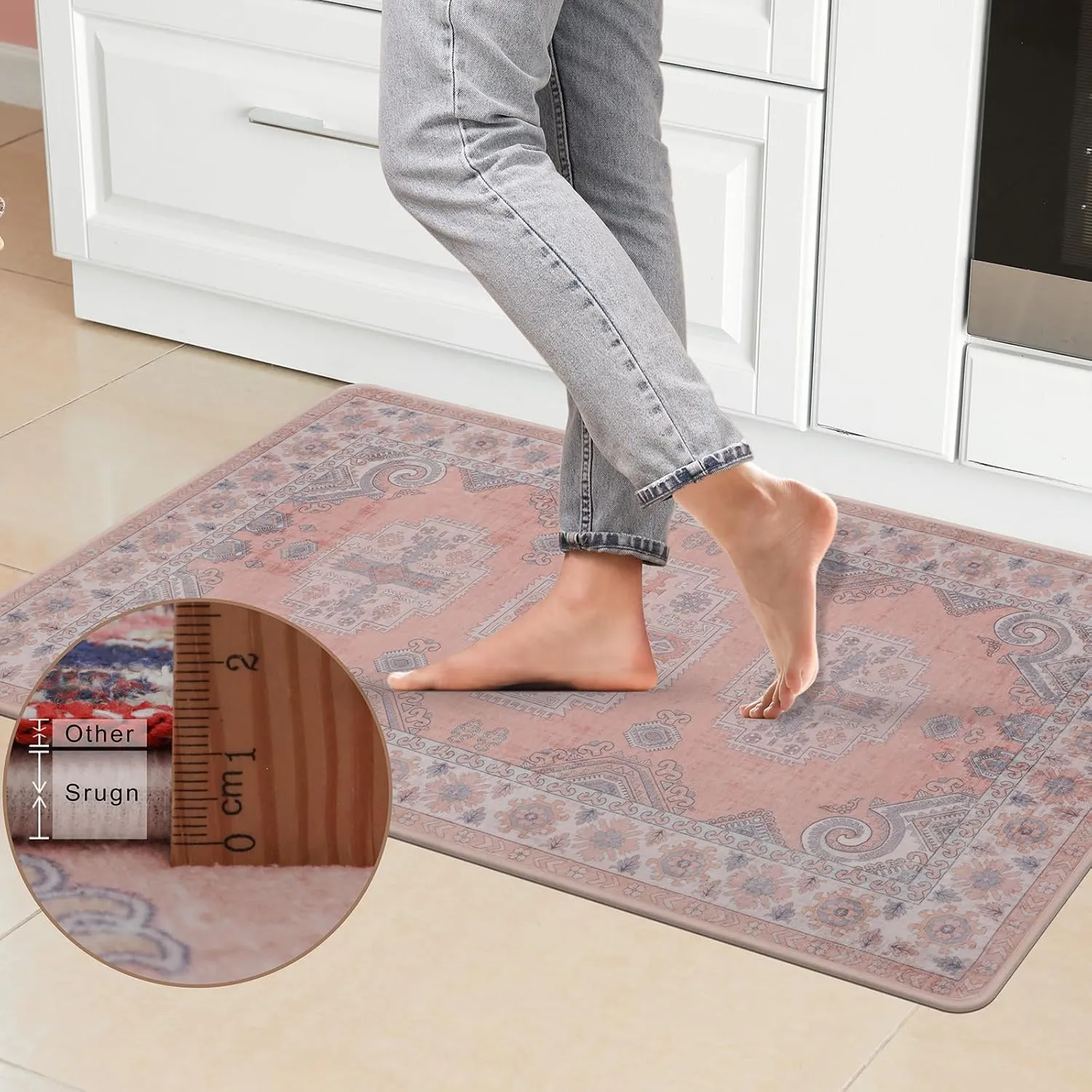 Washable Entryway Runner Area Rug : 2x3ft Stain Resistant Small Entry Rug Boho Doorway Throw Rug Non Slip Laundry Room Floor Carpet for Bedroom Bedside Kitchen Indoor Home Decor Doormat