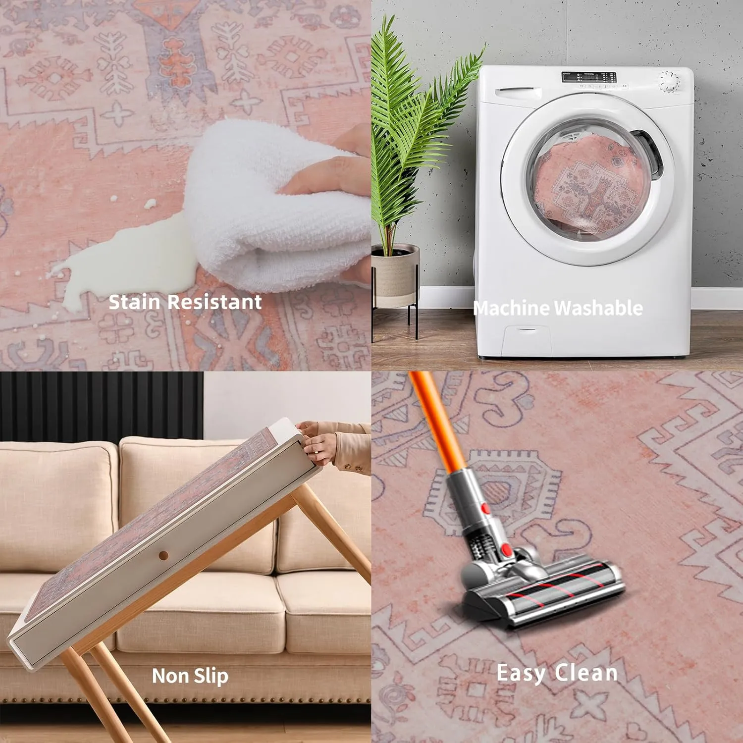 Washable Entryway Runner Area Rug : 2x3ft Stain Resistant Small Entry Rug Boho Doorway Throw Rug Non Slip Laundry Room Floor Carpet for Bedroom Bedside Kitchen Indoor Home Decor Doormat