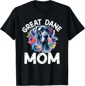 Watercolor Dog Mama Floral Great Dane Lovers Mother's Day T-Shirt