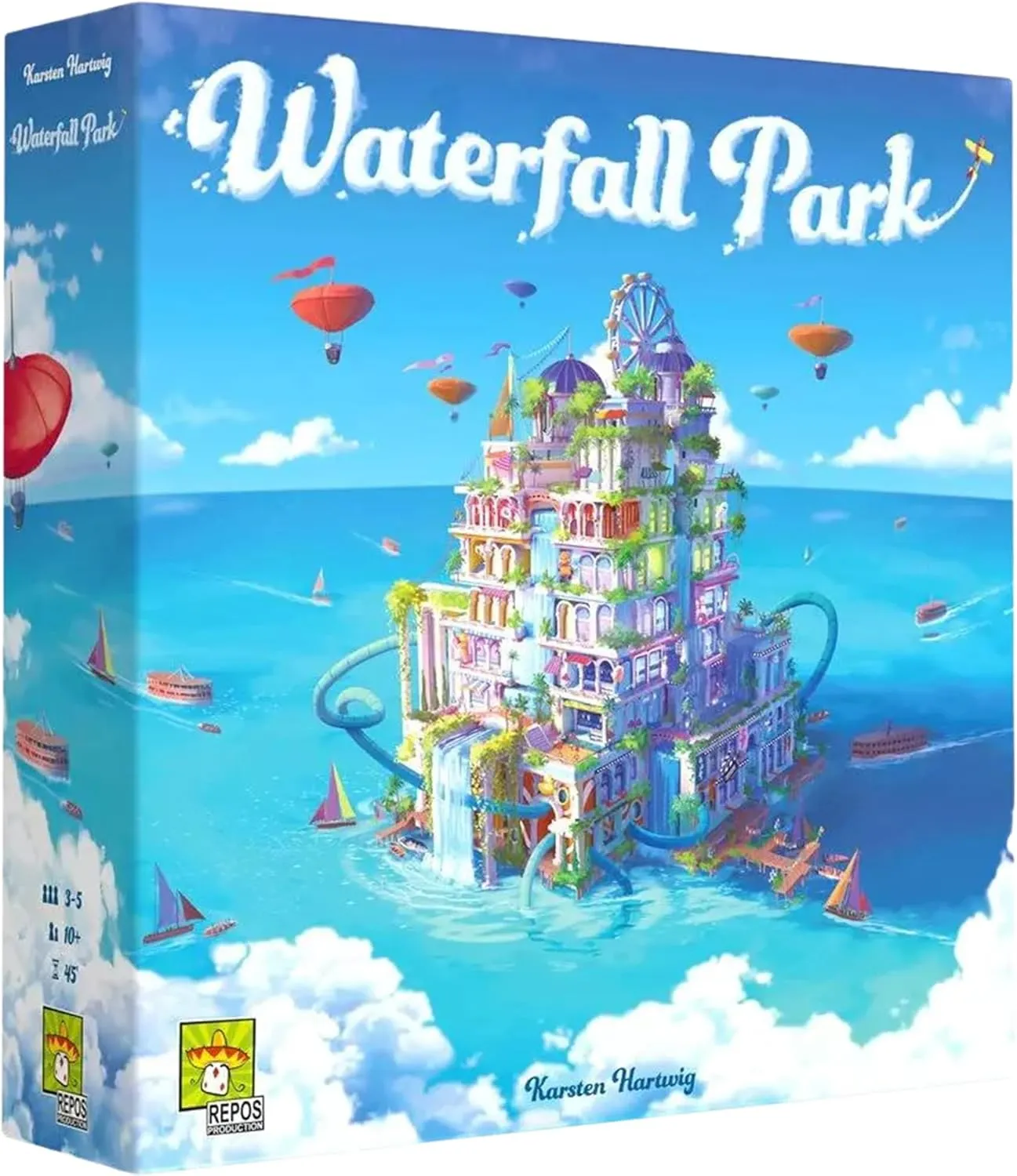 Waterfall Park Board Game - Build The Ultimate Amusement Park! Strategy Game, Fun Family Game for Kids and Adults, Ages 10 , 3-5 Players, 45 Minute Playtime, Made by Repos Production