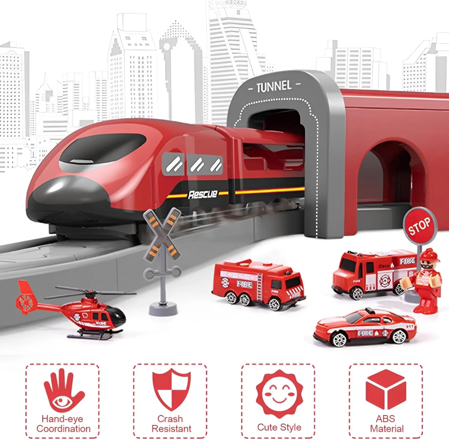 Wdmiya Train Set for Toddlers, 92 Pcs Train Toys for Kids Ages 2-8, Electric Trains Sets with Tracks (Magnetic Connection), Battery Operated Trains Birthday Gift for 2 3 4 5 6 7 Years Old