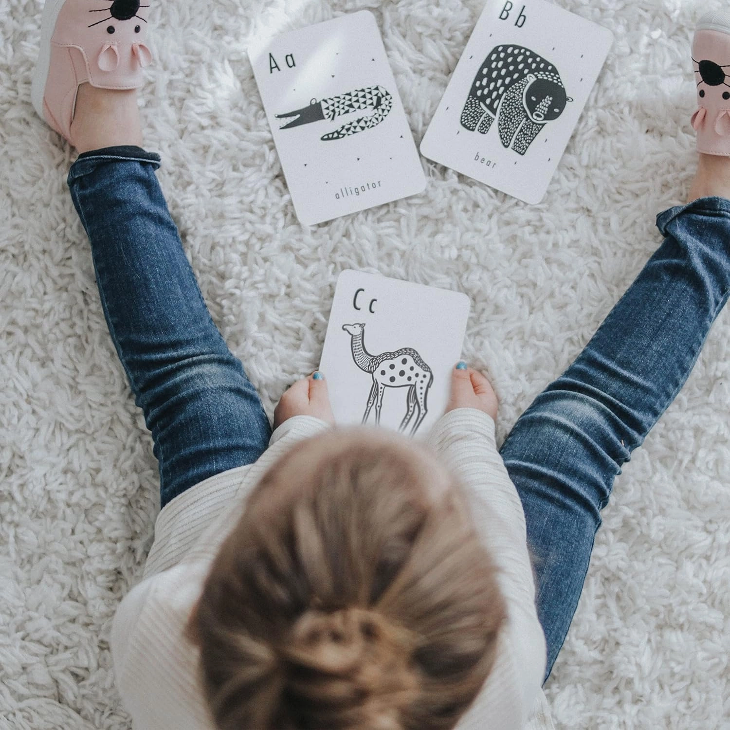 Wee Gallery Educational Flashcards for Babies, Double Sided Black and White Learning Flash cards, Animal Alphabet Cards for Visual Stimulation and Cognitive Development of Infants and Toddlers