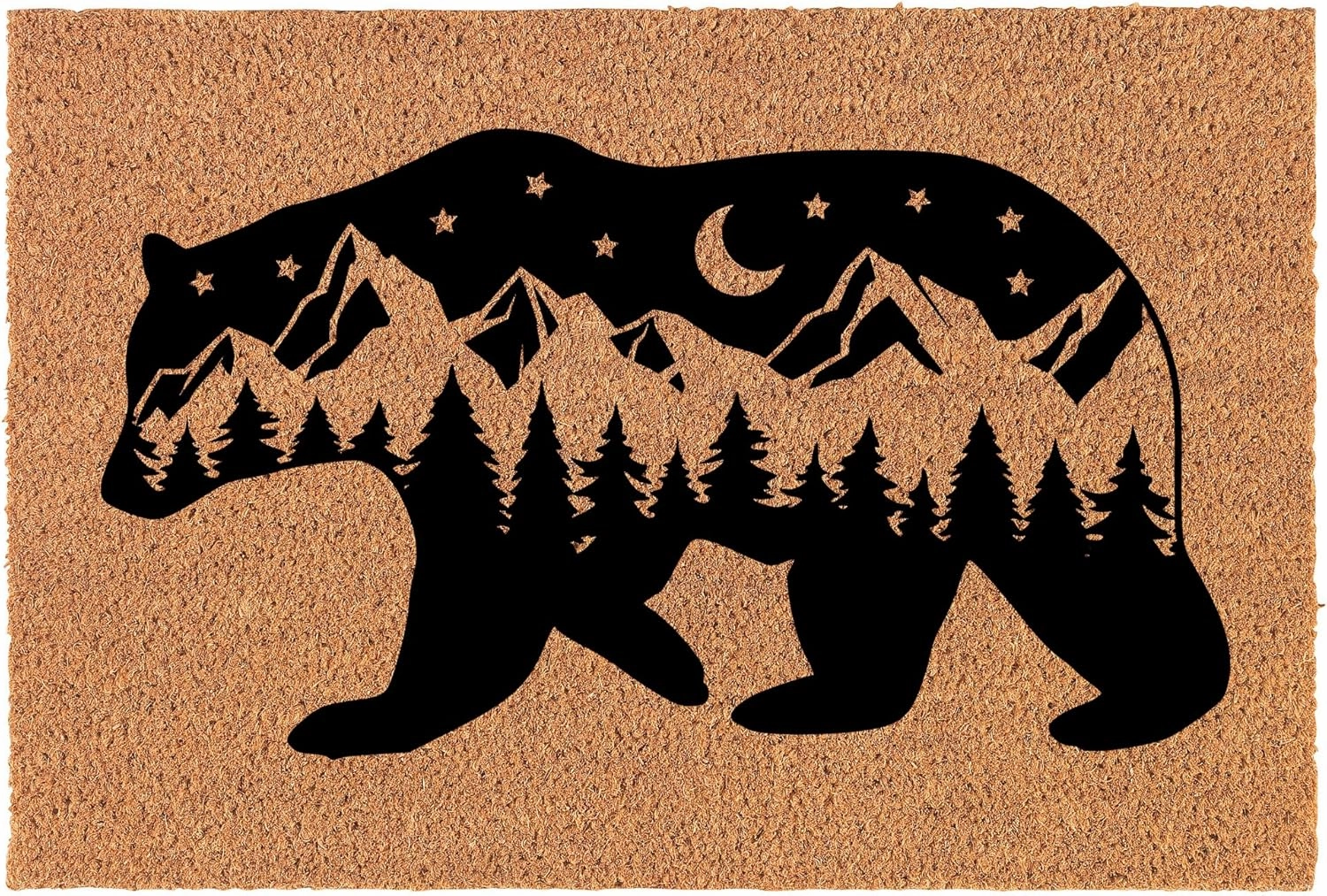 Welcome Doormat Coco Coir Door Mat Gift Bear Mountains Forest Cabin (24" x 16")