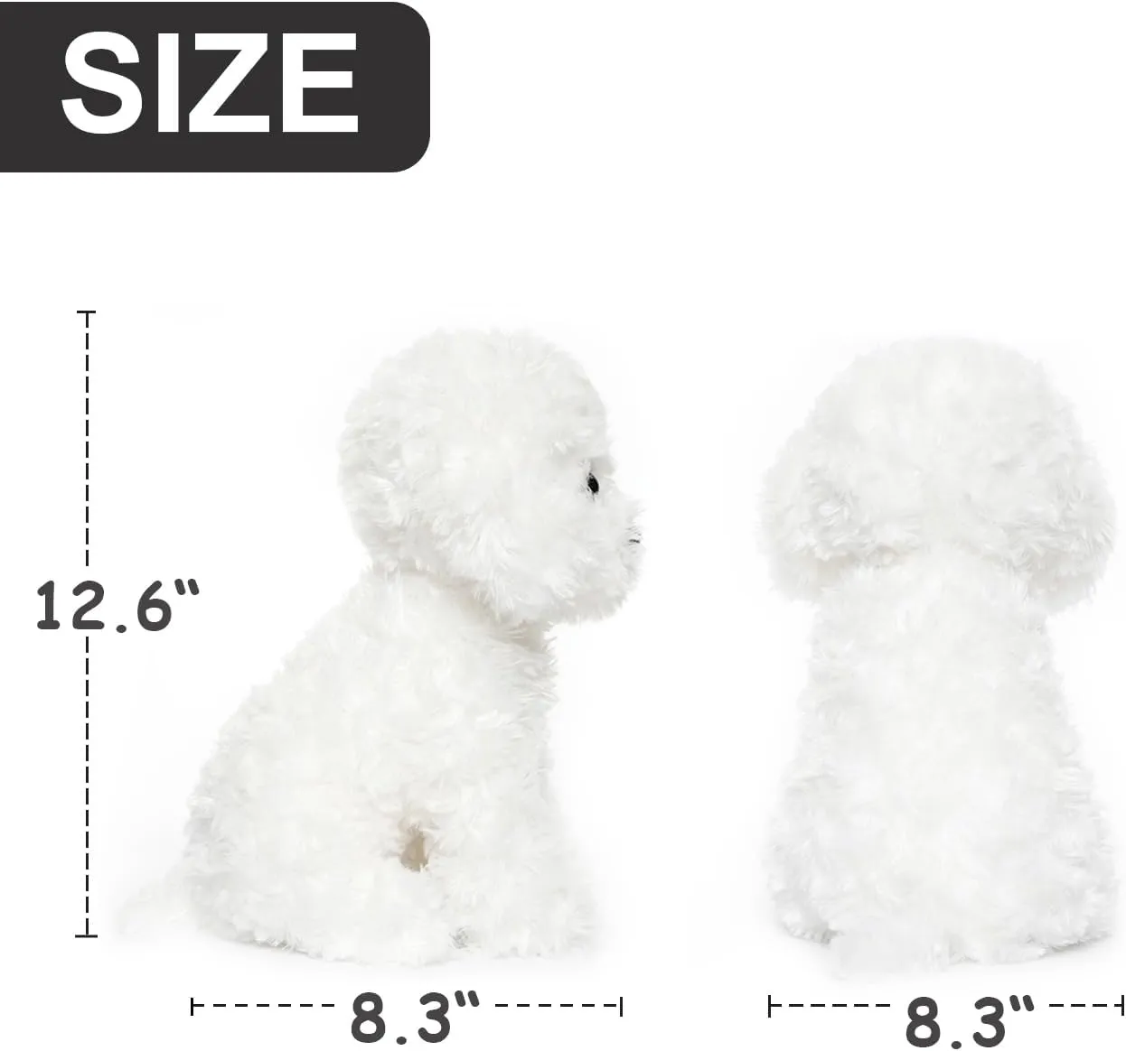 White Toy Poodle Stuffed Animal Dog Puppy - Bichon Frise Maltese Maltipoo White Labradoodle Plush Toy for Kids and Babies - Perfect Birthday & Easter Gift, 12.6"