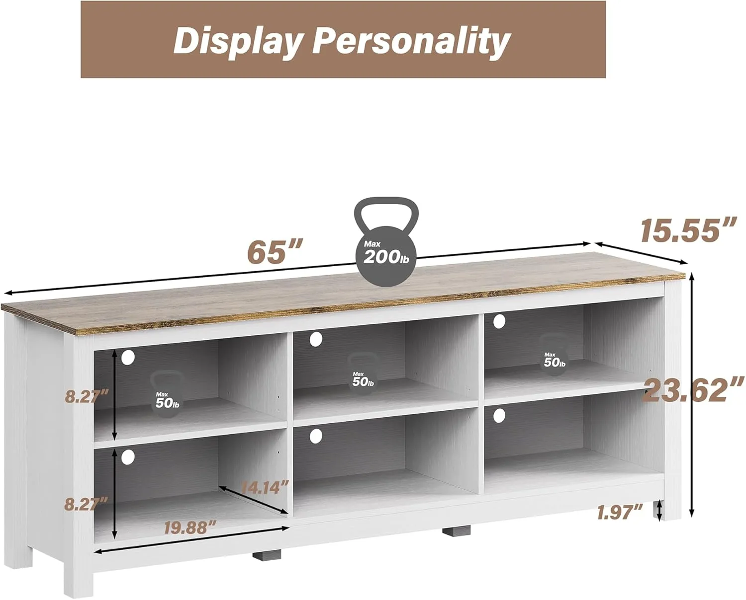 White TV Stand for TVs up to 75 Inch,Entertainment Center for 65  inch TV Console Table with 6 Storage Cubby, Classic Television Stands for Living Room Bedroom, 70 Inch