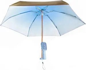 Windproof Fan Umbrella Portable Cooling Sun Protection Lightweight Rechargeable Uv Blocking Mini Waterproof Folding Travel