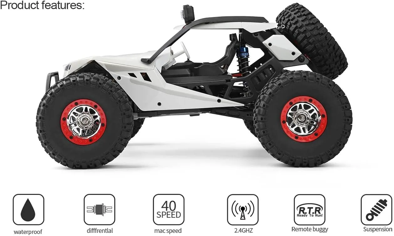 WLtoys WL 12429 1/12 4WD RC Racing Car High Speed Off-Road Remote Control Alloy Crawler Truck LED Light Buggy Toy Kids Gift RTF (12429 2 * 1500)
