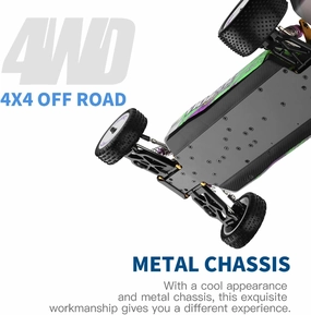 WLtoys High-Speed RC Car 104002 RC Car High Speed 60km/h 1/10 2.4GHz 4WD Racing Car RTR Toy for Kids Boys with Brushless Motor Metal Chassis (104002 1 * 3000)