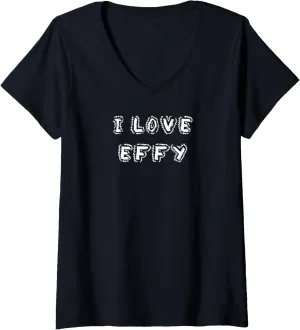 Womens I Love Effy puppy dog V-Neck T-Shirt