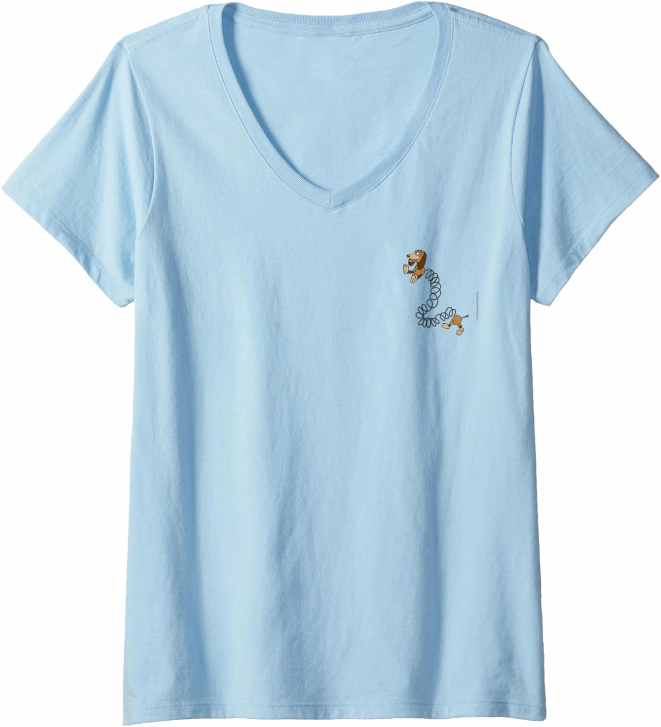 Womens Disney Pixar Toy Story Cute Slinky Dog Small Faux Pocket V-Neck T-Shirt
