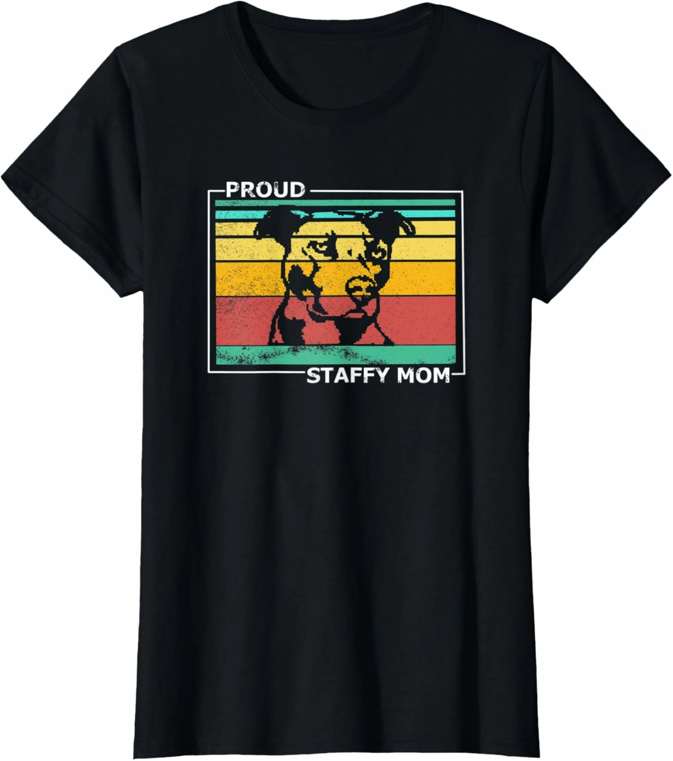 Womens Proud Staffy Mom Stafford Terrier Dog Vintage Retro T-Shirt
