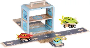 Wooden Construction Set Toys Airfield Road Toys with Airplane Blocks Storage Toys for Kids Age 3 