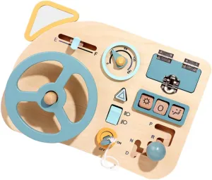 Wooden Sensory Activity Board for Montessori Steering Wheel Travel Friendly Fine Motor Skills Development Interactive Educational Play for Boys