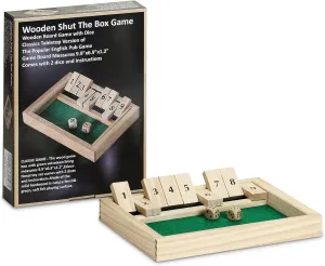 Wooden Shut The Box Game - Dice Game 2 Player,Board Game,Classics Tabletop Version,Popular Pub Game,Math,Travel for Kids and Adults for Classroom, Home, Party