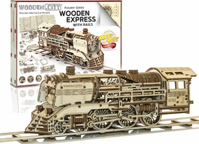 WOODEN.CITY Train 3D Wooden Puzzles for Adults – Model Kits - Made in EU - 13,78 x 4,33 x 4,8 in