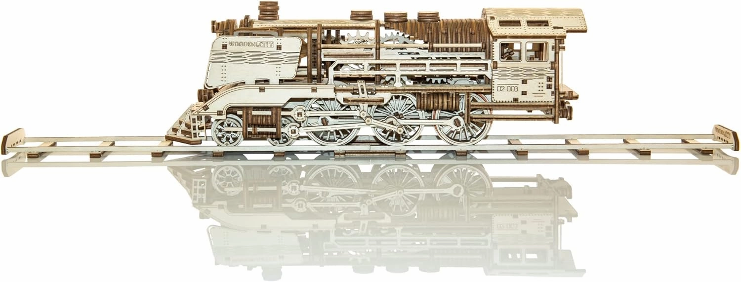 WOODEN.CITY Train 3D Wooden Puzzles for Adults – Model Kits - Made in EU - 13,78 x 4,33 x 4,8 in