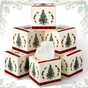 Yeaqee 6 Pack Facial Tissue Cube Box Paper Facial Tissues Disposable 80 Per Box for Wedding Summer Home Office(Tree)