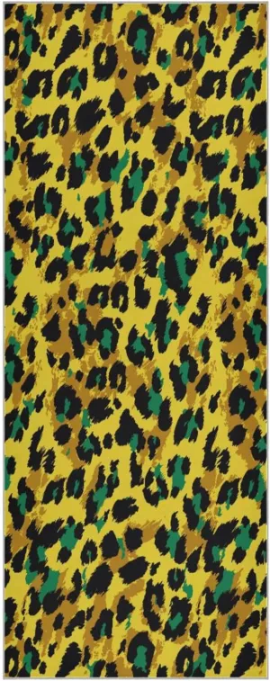 Yellow Leopard Skin Texture Yoga Towel,Hot Yoga Mat Towel with Grip Dots Sweat Absorbent Non-Slip for Hot Yoga, 24" x72",Soft Yoga Blankets with Travel Bag,Pilates and Workout