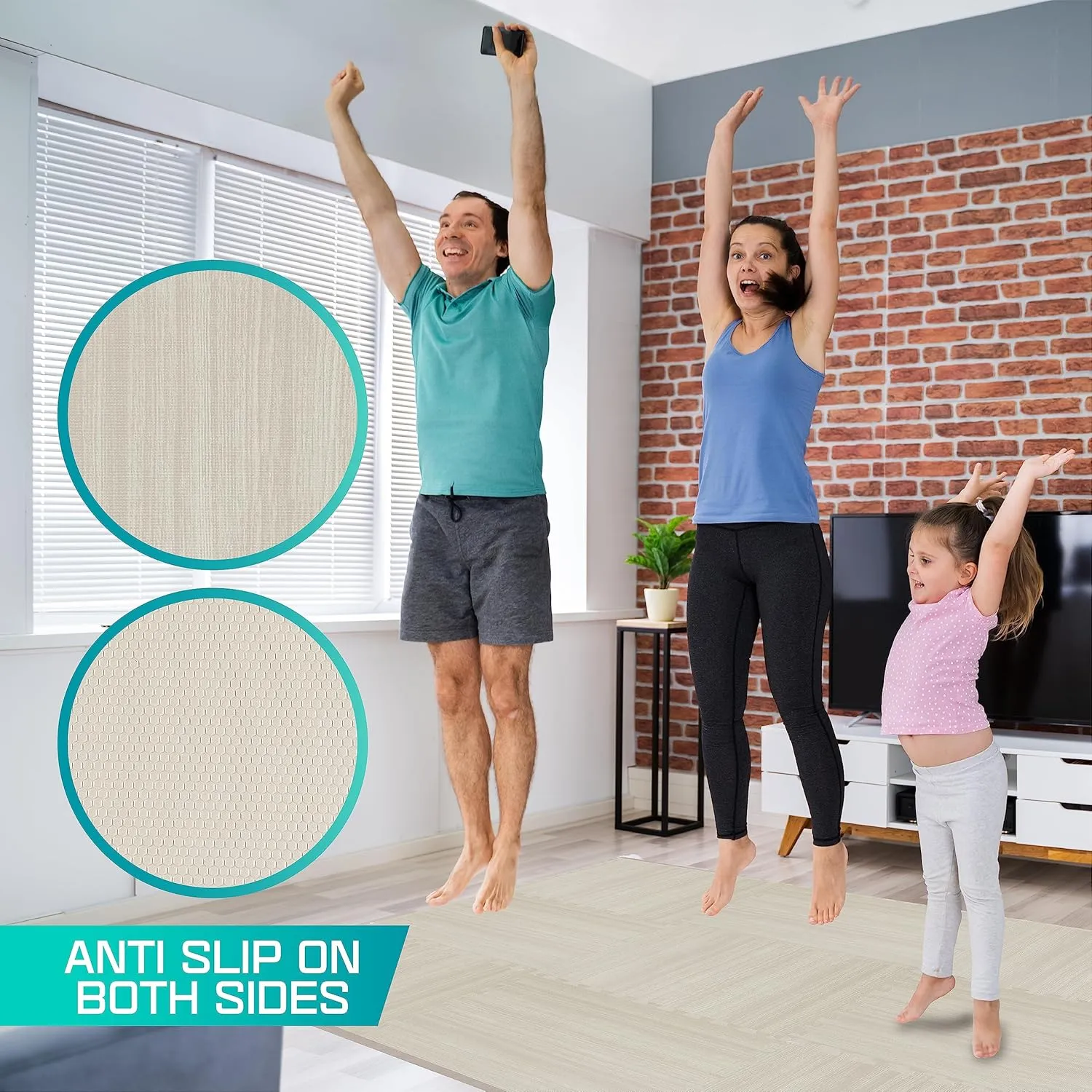 Yes4All 12,24,36 SQ.FT Wood Grain Puzzle Exercise Mat Protective Flooring, EVA Interlocking Foam Floor Tiles with Border for Home