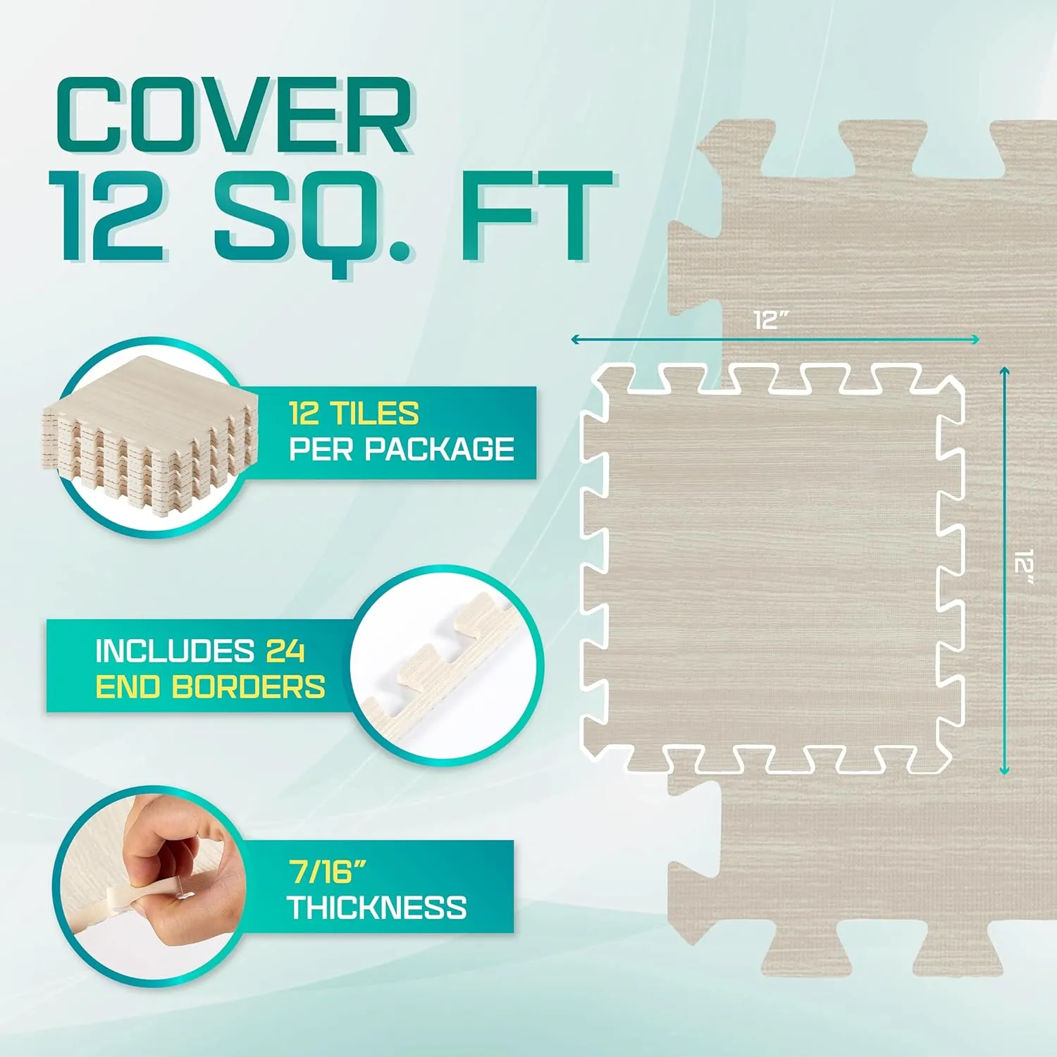 Yes4All 12,24,36 SQ.FT Wood Grain Puzzle Exercise Mat Protective Flooring, EVA Interlocking Foam Floor Tiles with Border for Home