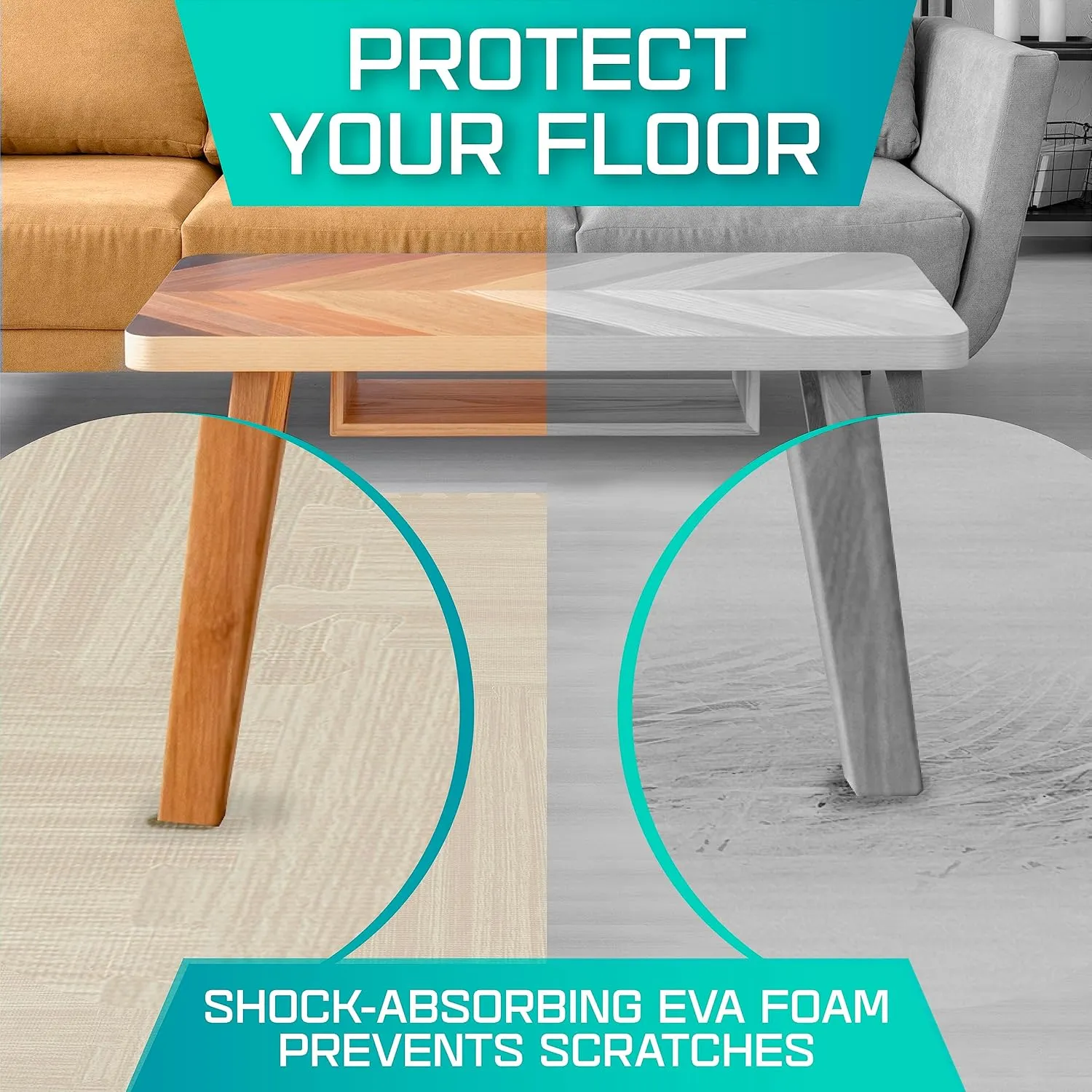 Yes4All 12,24,36 SQ.FT Wood Grain Puzzle Exercise Mat Protective Flooring, EVA Interlocking Foam Floor Tiles with Border for Home