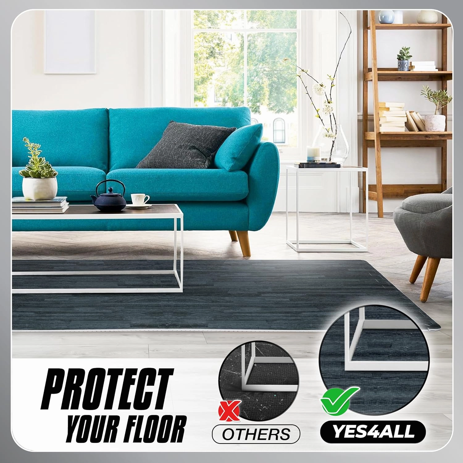 Yes4All 48SQ.FT Wood Grain Puzzle Exercise Mat Protective Flooring, EVA Interlocking Foam Floor Tiles with Border for Home