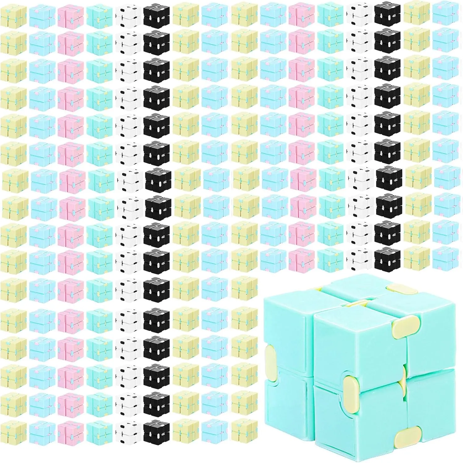 Yilloog 102 Pcs Infinity Cube Bulk - Mini Blocks Party Favors Stress & Anxiety Relief Infinity Desk Cube for Kids Valentine's Day Christmas Gift Toy