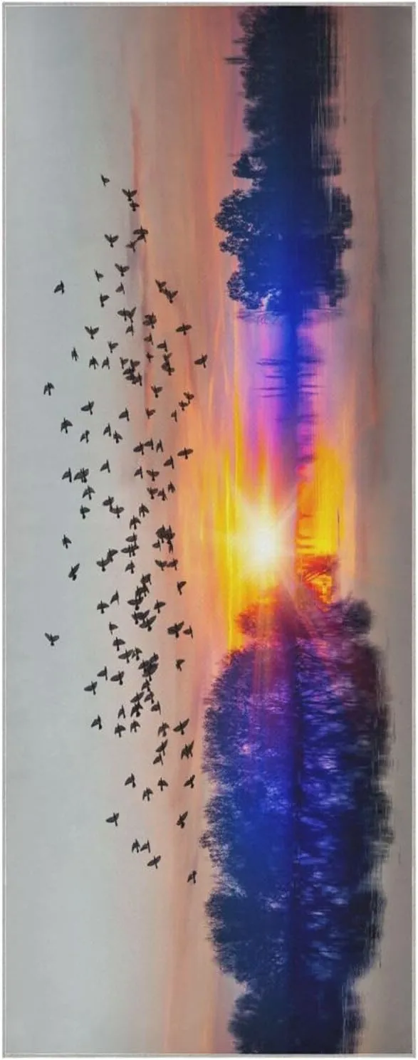 Yoga Towel Birds Flying at Sunset Hot Yoga Mat Towel with Grip Dots Sweat Absorbent Non-Slip for Hot Yoga, 24" x72",Soft Yoga Blankets with Travel Bag,Pilates and Workout