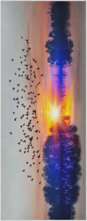 Yoga Towel Birds Flying at Sunset Hot Yoga Mat Towel with Grip Dots Sweat Absorbent Non-Slip for Hot Yoga, 24" x72",Soft Yoga Blankets with Travel Bag,Pilates and Workout