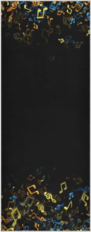Yoga Towel Colorful Notes Hot Yoga Mat Towel with Grip Dots Sweat Absorbent Non-Slip for Hot Yoga, 24" x72",Soft Yoga Blankets with Travel Bag,Pilates and Workout