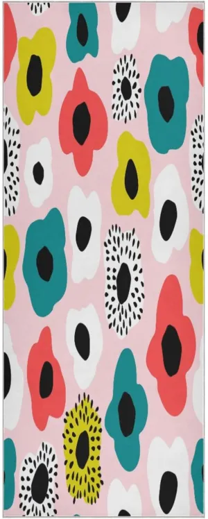 Yoga Towel Creative Flowers Hot Yoga Mat Towel with Grip Dots Sweat Absorbent Non-Slip for Hot Yoga, 24" x72",Soft Yoga Blankets with Travel Bag,Pilates and Workout