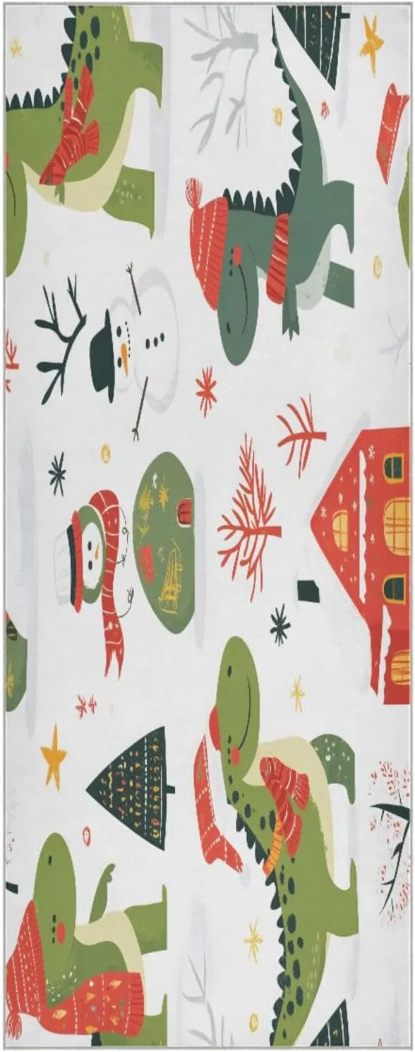 Yoga Towel Cute Green Dinosaurs Hot Yoga Mat Towel with Grip Dots Sweat Absorbent Non-Slip for Hot Yoga, 24" x72",Soft Yoga Blankets with Travel Bag,Pilates and Workout