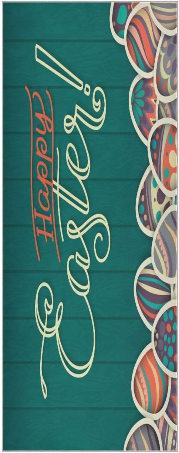 Yoga Towel Dark Green Wooden Easter Eggs Hot Yoga Mat Towel with Grip Dots Sweat Absorbent Non-Slip for Hot Yoga, 24" x72",Soft Yoga Blankets with Travel Bag,Pilates and Workout