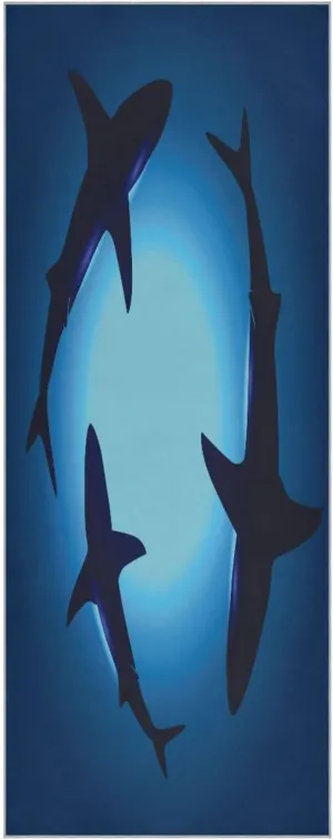 Yoga Towel Floating Sharks Hot Yoga Mat Towel with Grip Dots Sweat Absorbent Non-Slip for Hot Yoga, 24" x72",Soft Yoga Blankets with Travel Bag,Pilates and Workout