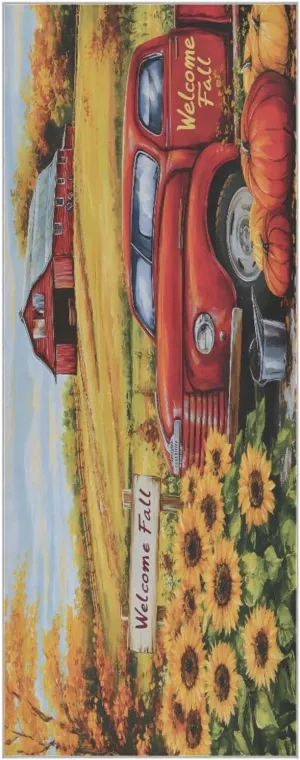 Yoga Towel Red Truck and Sunflowers Hot Yoga Mat Towel with Grip Dots Sweat Absorbent Non-Slip for Hot Yoga, 24" x72",Soft Yoga Blankets with Travel Bag,Pilates and Workout