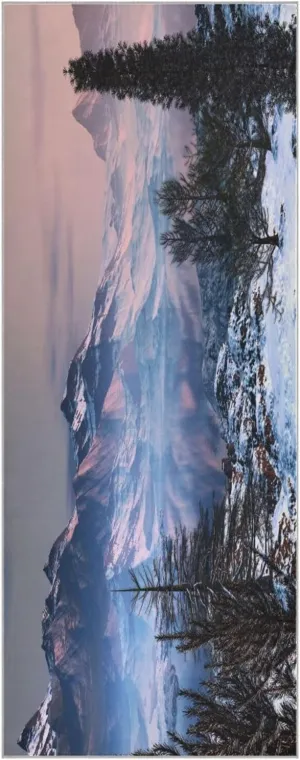 Yoga Towel Winter Landscape Big Mountains Hot Yoga Mat Towel with Grip Dots Sweat Absorbent Non-Slip for Hot Yoga, 24" x72",Soft Yoga Blankets with Travel Bag,Pilates and Workout