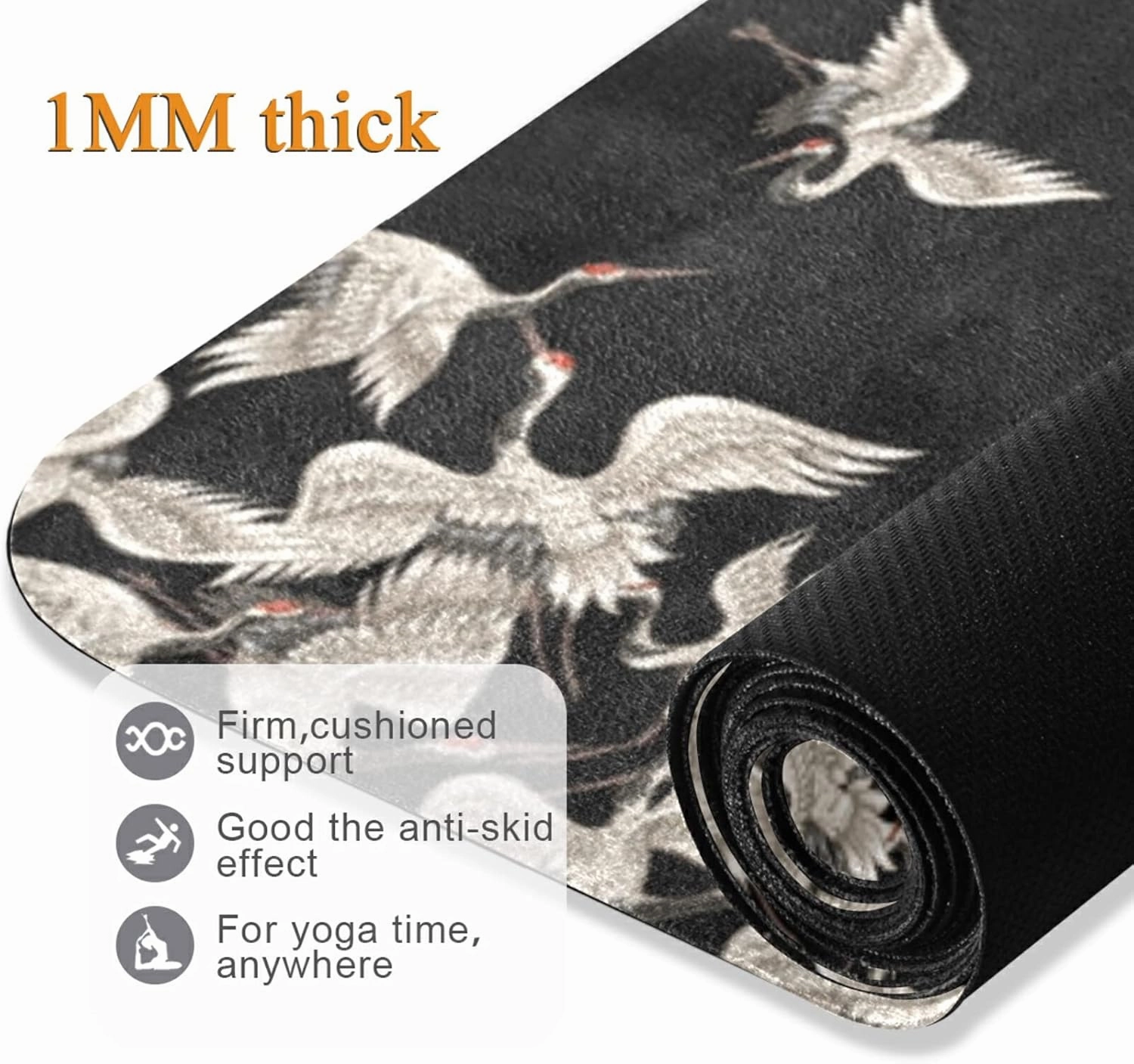 Yoga Mat Non Slip Rubber Fitness Safe Exercise Mat with Bag Durable Folding Workout Mat for Pilates and Floor Exercises