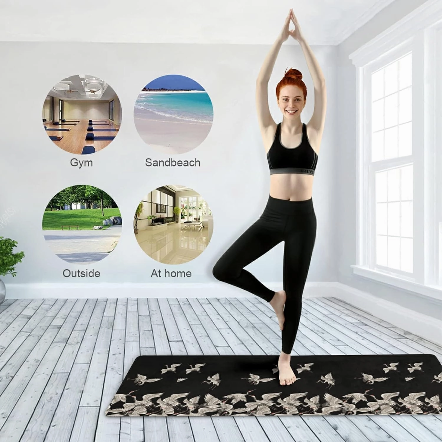 Yoga Mat Non Slip Rubber Fitness Safe Exercise Mat with Bag Durable Folding Workout Mat for Pilates and Floor Exercises