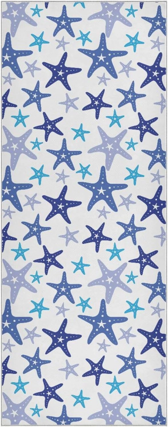 Yoga Towel Starfish Pattern Blue Hot Yoga Mat Towel with Grip Dots Sweat Absorbent Non-Slip for Hot Yoga, 24" x72",Soft Yoga Blankets with Travel Bag,Pilates and Workout
