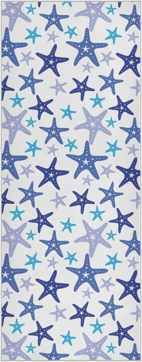 Yoga Towel Starfish Pattern Blue Hot Yoga Mat Towel with Grip Dots Sweat Absorbent Non-Slip for Hot Yoga, 24" x72",Soft Yoga Blankets with Travel Bag,Pilates and Workout