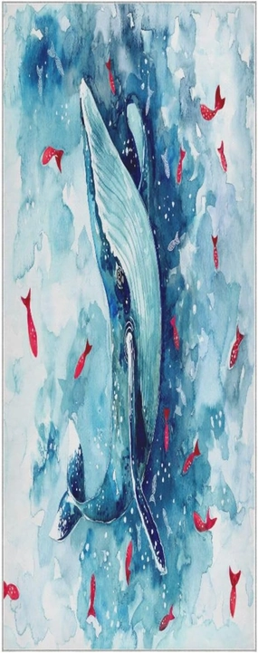 Yoga Towel Watercolor Whale Hot Yoga Mat Towel with Grip Dots Sweat Absorbent Non-Slip for Hot Yoga, 24" x72",Soft Yoga Blankets with Travel Bag,Pilates and Workout