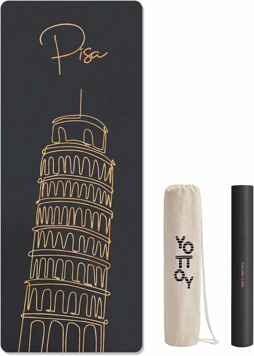 YOTTOY City Landmark Yoga Mat,72"x26"x6mm Hot Yoga Mat with coconut Anti-Tear Design and Friendly Natural Rubber Yoga Mat with Strap and Bag