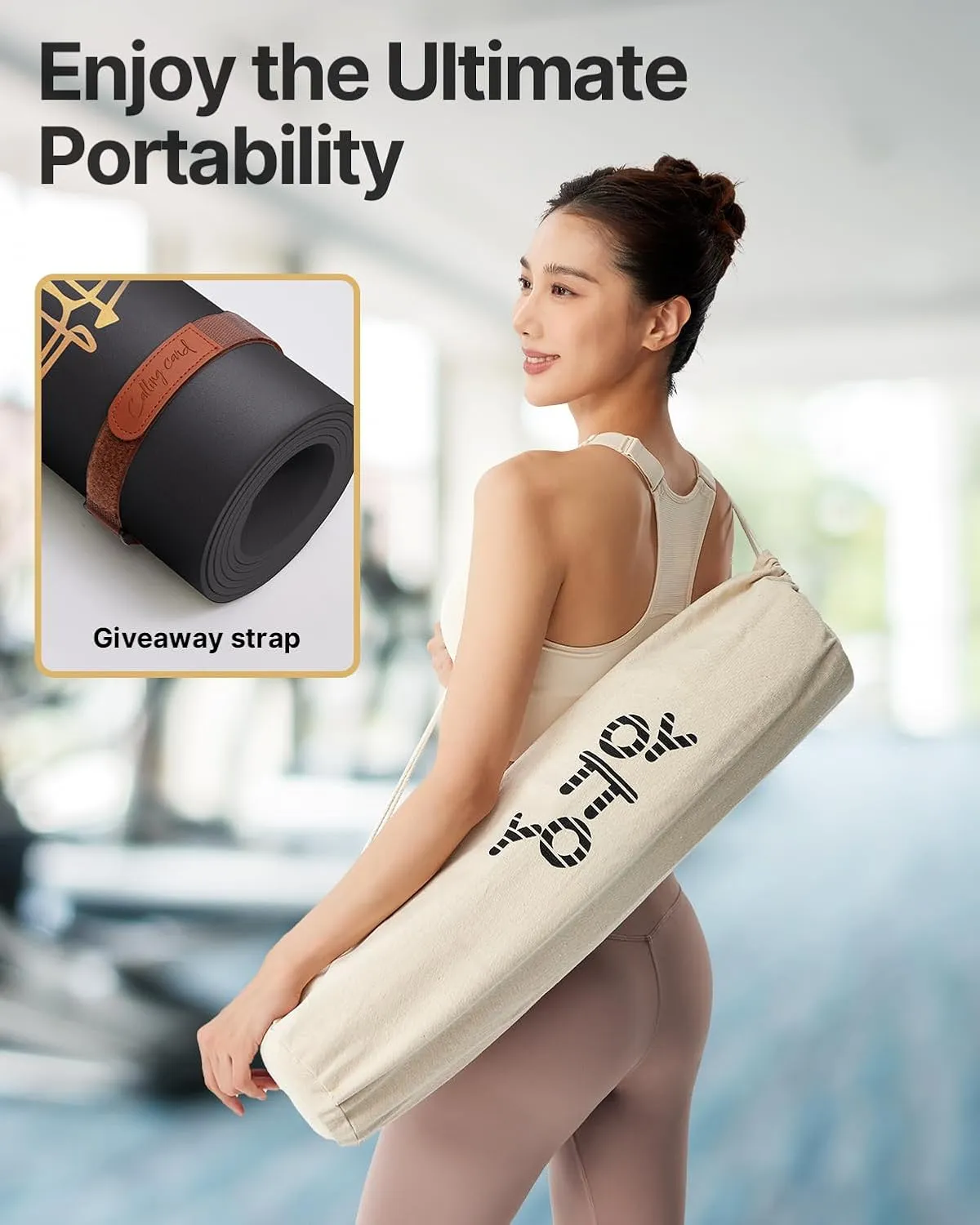 YOTTOY City Landmark Yoga Mat,72"x26"x6mm Hot Yoga Mat with coconut Anti-Tear Design and Friendly Natural Rubber Yoga Mat with Strap and Bag