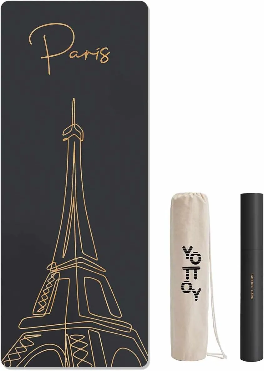YOTTOY City Landmark Yoga Mat,72"x26"x6mm Hot Yoga Mat with coconut Anti-Tear Design and Friendly Natural Rubber Yoga Mat with Strap and Bag