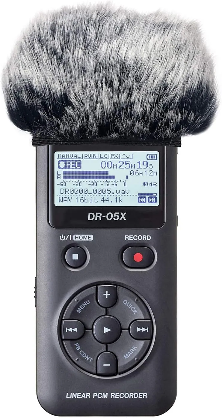YOUSHARES DR05X Windscreen Muff for Tascam DR-05X DR-05 Portable Recorders, DR05X Mic Deadcat Windshield Windscreen Artificial Fur Wind Screen
