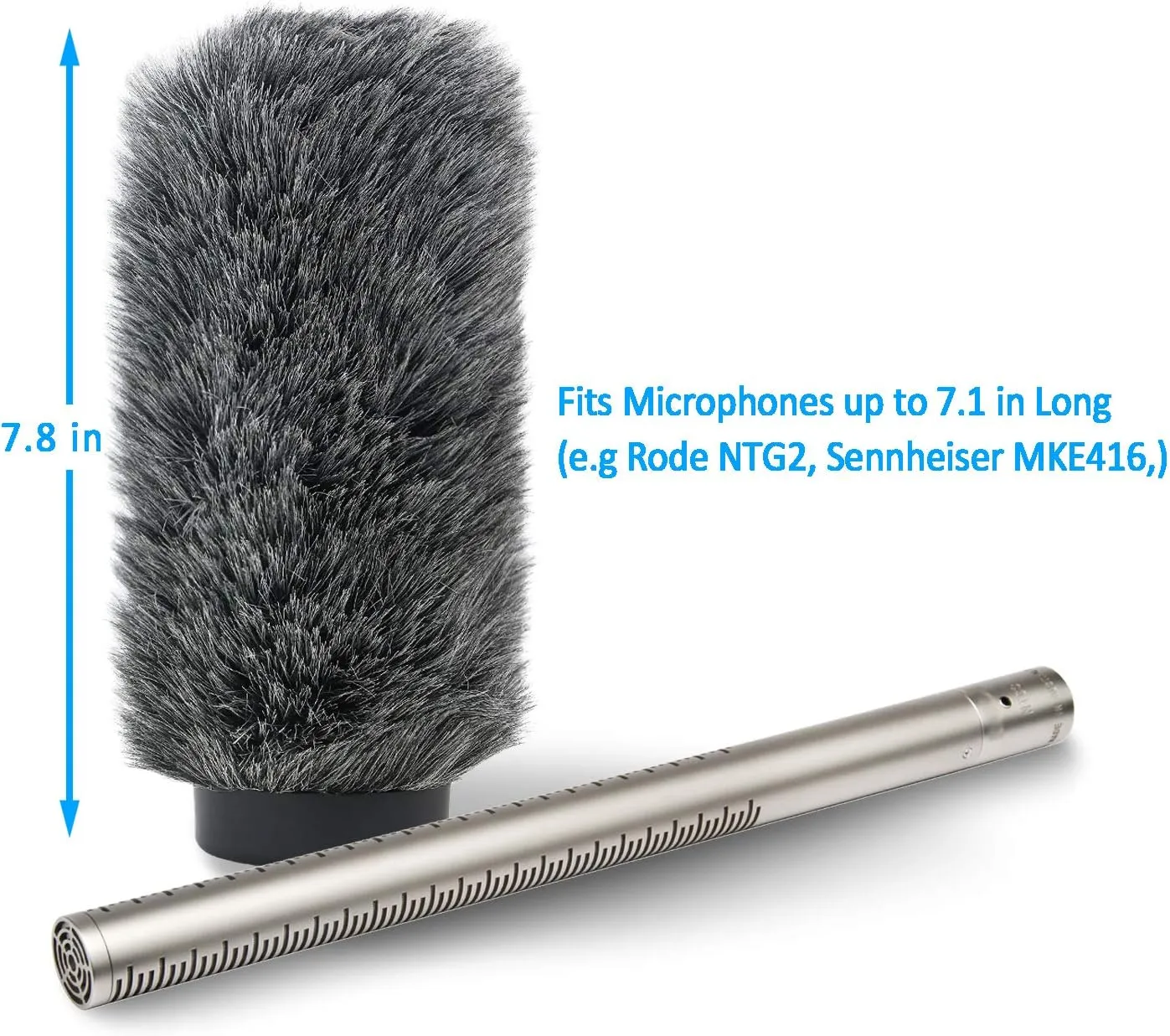 YOUSHARES NTG3 Microphone Windscreen - Deadcat/Windmuff for Rode NTG-3, Sennheiser MKH416 Shotgun Mic, Wind Shield Up to 7.1" Long