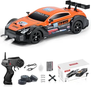 YUZ RC Car RC Drift Car 1/16 Scale 2.4GHz 4WD 18KM/H High Speed Remote Control Car with LED Lights Spray Racing Toy Car for Adults Boys Girls Kids Gift Rechargeable Batterie Drifting Tires