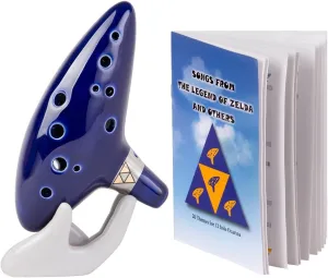 Zelda Ocarina 12 Hole Alto C with Song Book (Songs From the Legend of Zelda) with Display Stand Protective Bag