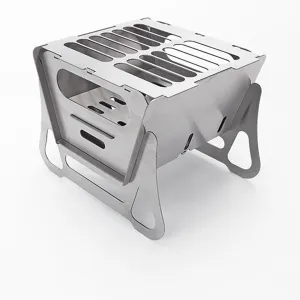 zeng Portable Stainless Steel Camping Grill – Foldable BBQ Charcoal Grill for Outdoor Cooking, Camping, Picnics (7.87"x8.66"x7.68", 5 lbs)