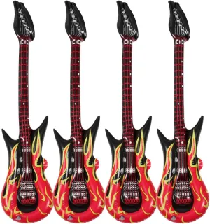 Zerodeko 4 PCS Inflatable Guitars, Flame Guitar Toys, Air Inflation Musical Instruments, 80s 90s Rock and Roll Party Decorations, Musicial Party Favors for Kids Girls Boys